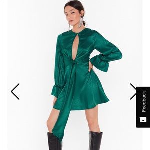 Nasty Gal Go All Cut-Out Satin Jacquard Dress